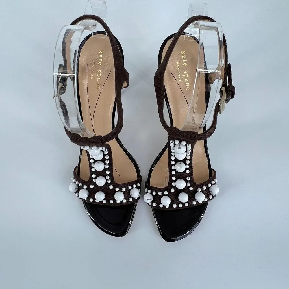 Kate Spade Looker Sz 10B Beaded Sandal Heel Italy Stiletto Dressy Summer NIB - Picture 2 of 9